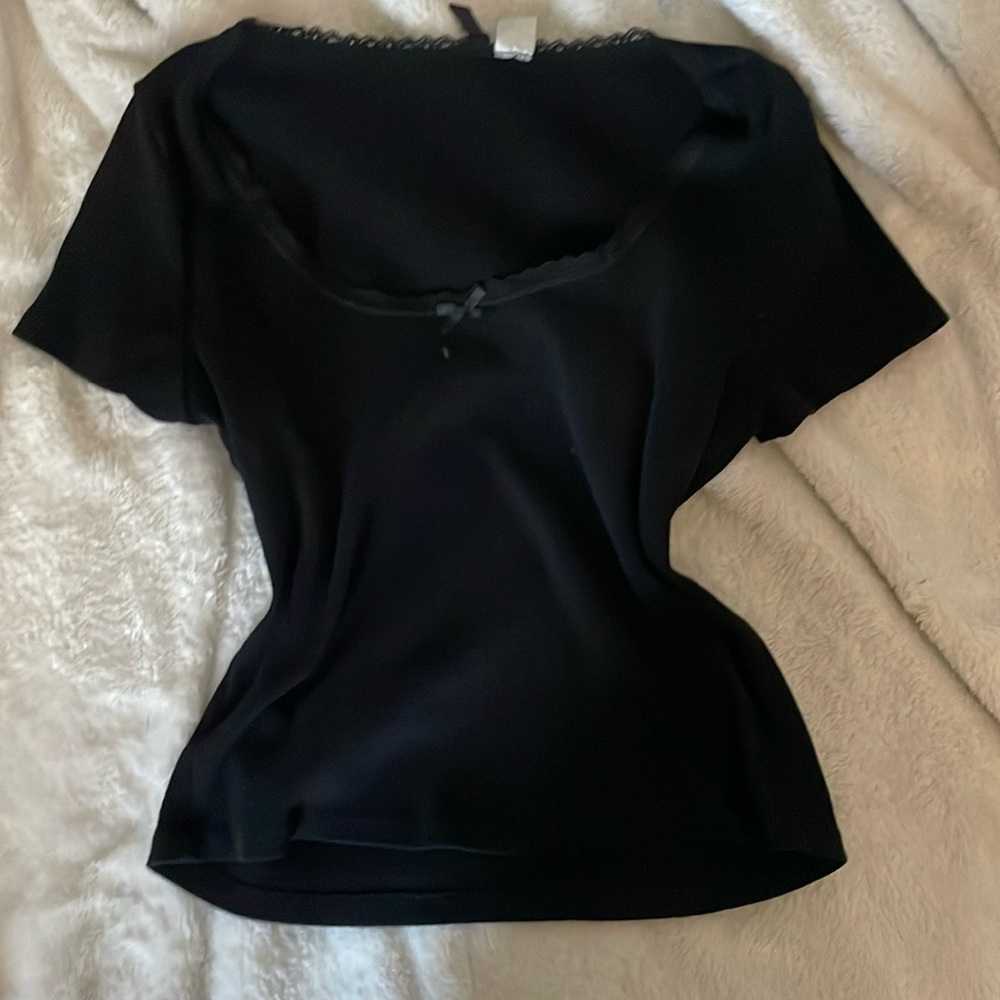 Cotton black lace crop top